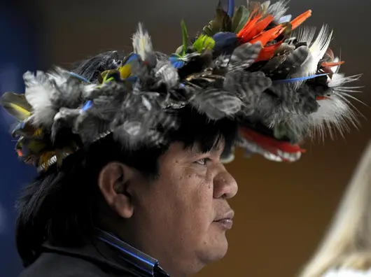 Chef indien de tribu d'Amazonie qui lutte contre la déforestation