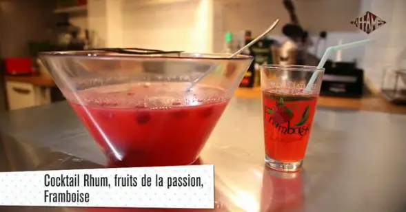 recette de cocktail rhum fruit de la passion et framboise