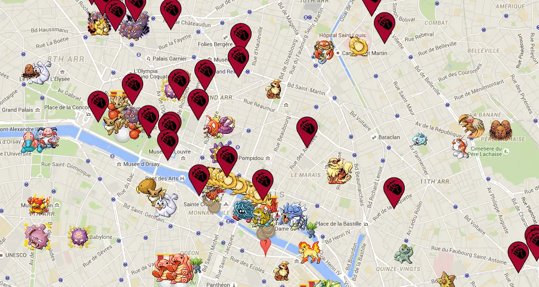 Une carte interactive Pokémon GO