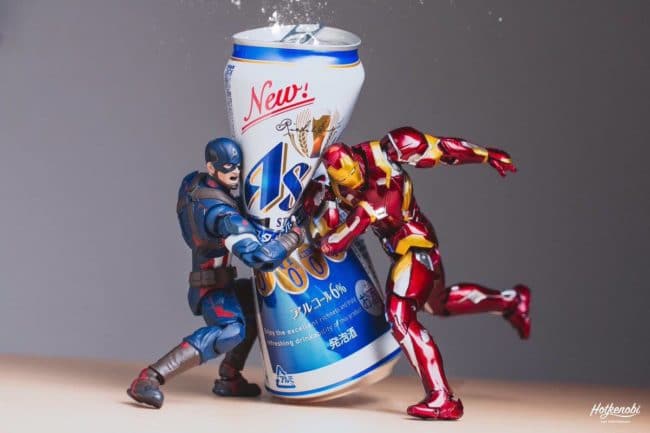 Super héros mise sn scène photographie bière